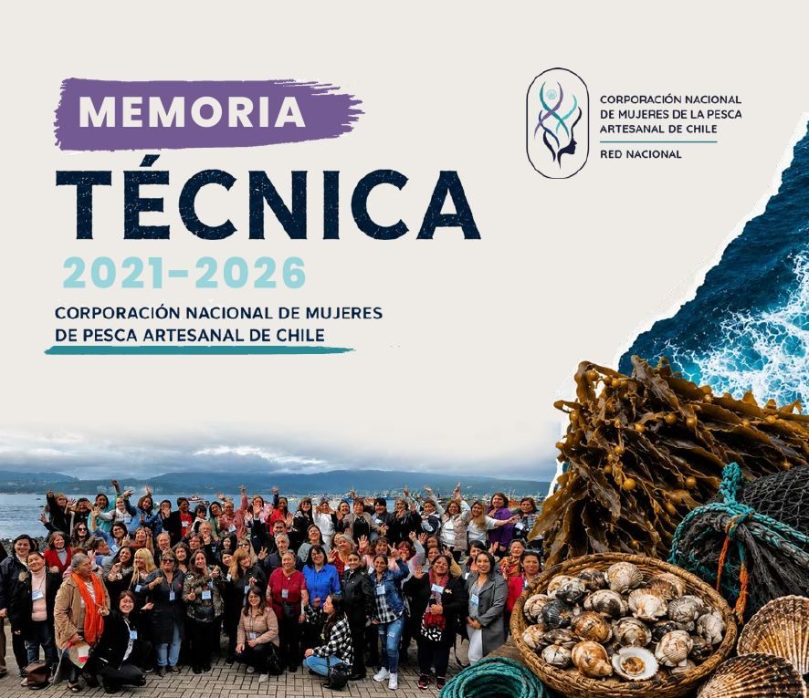 Portada de la Memoria Técnica 2021-2026 de la Corporación Nacional de Mujeres de la Pesca Artesanal de Chile